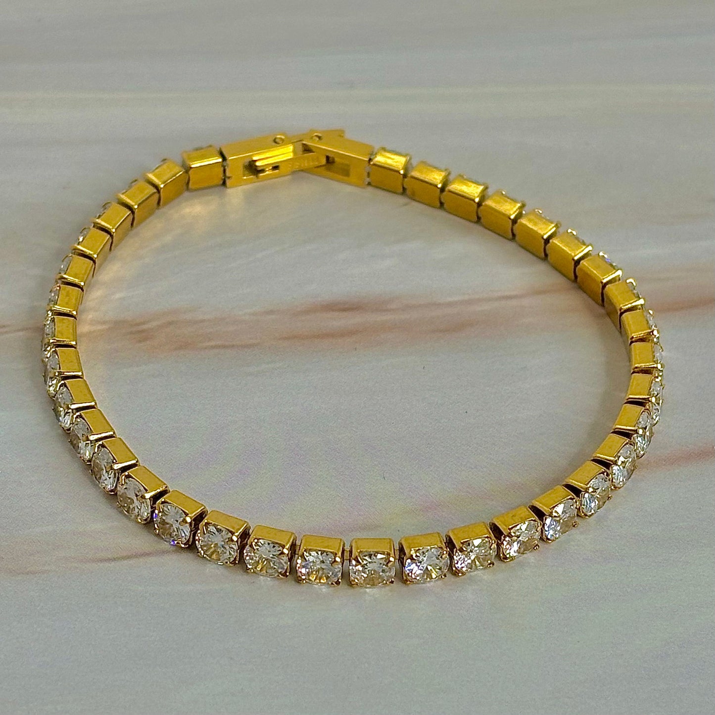 Golden Radiance Diamond Look Tennis Bracelet