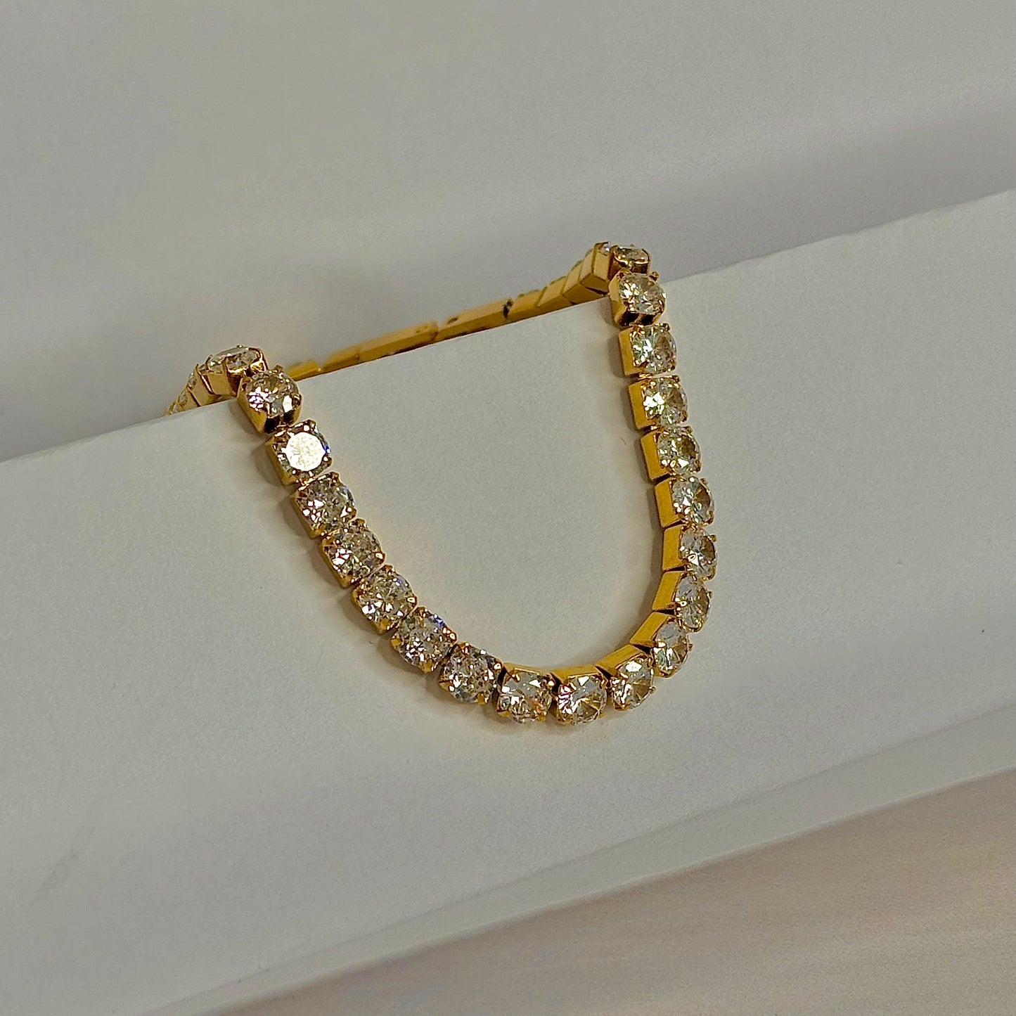 Golden Radiance Diamond Look Tennis Bracelet