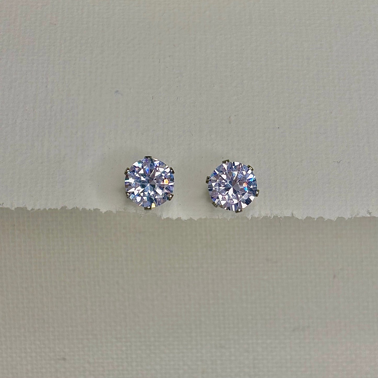 Stainless Steel Studs with Diamond-Look Design - Stainless Steel