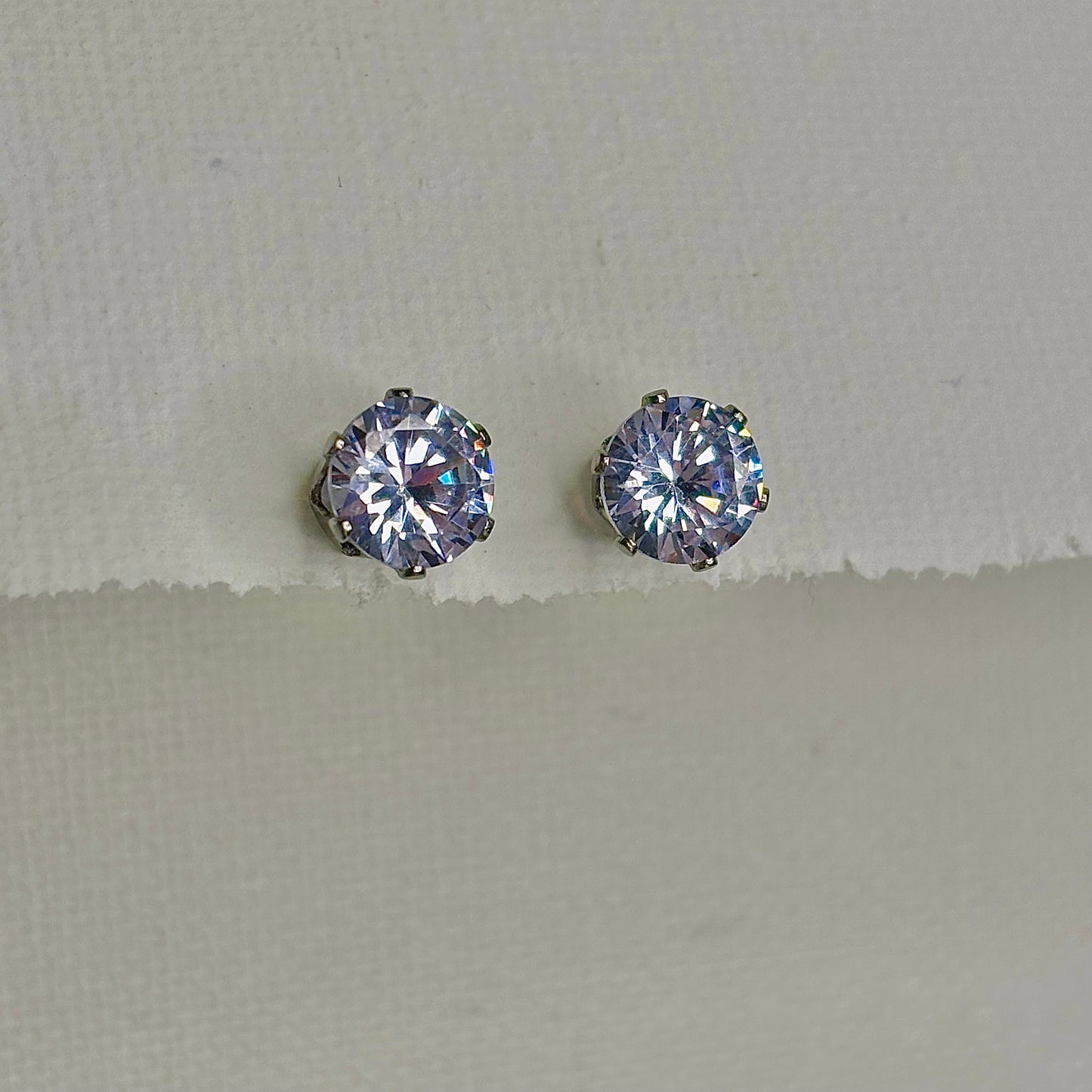 Stainless Steel Studs with Diamond-Look Design - Stainless Steel