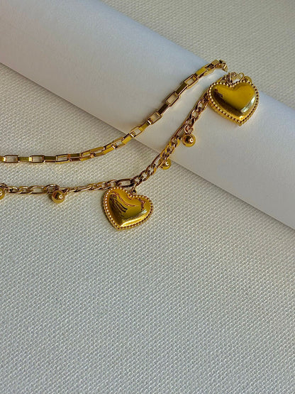 Duo Heart Harmony Bracelet - Available in Silver & Gold