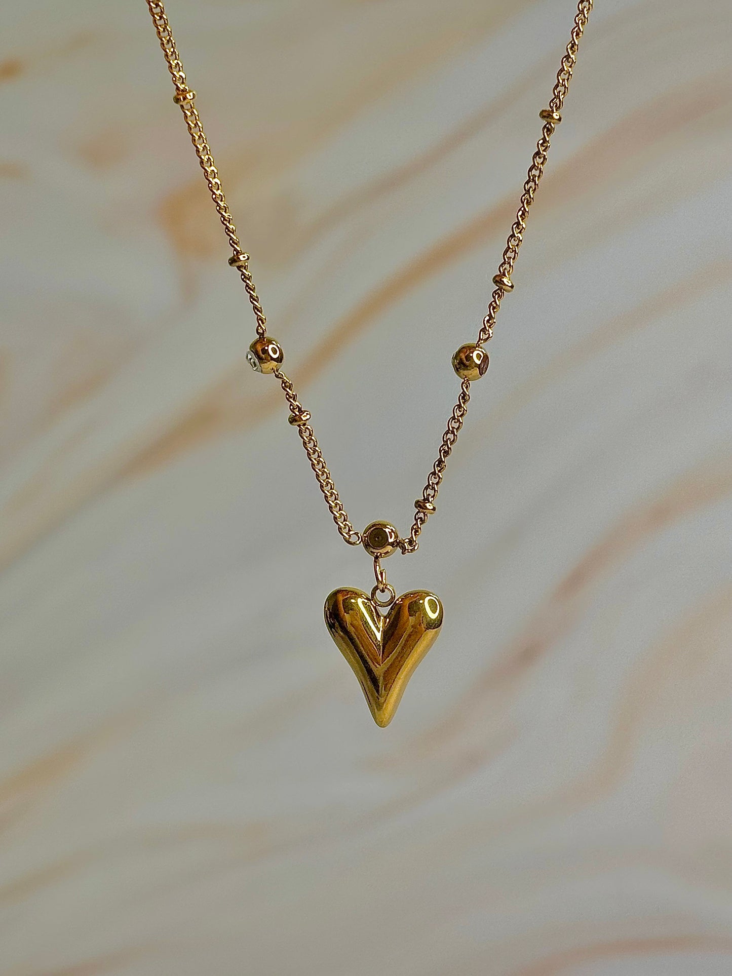 Heart Pendant Diamond Look Anklet