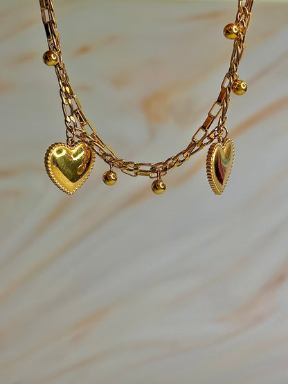 Duo Heart Harmony Bracelet - Available in Silver & Gold