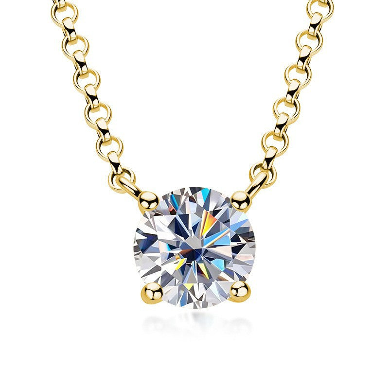 Luxe Radiance Stud Necklace - Gold Plating & Stainless Steel