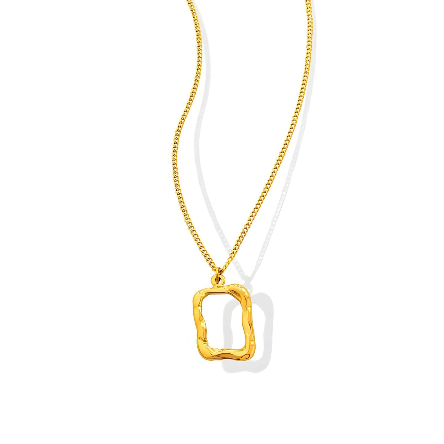 Rectangle Pendant Necklace - Stainless Steel