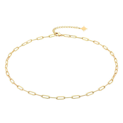 Dainty Linkage Necklace with Paperclip Design