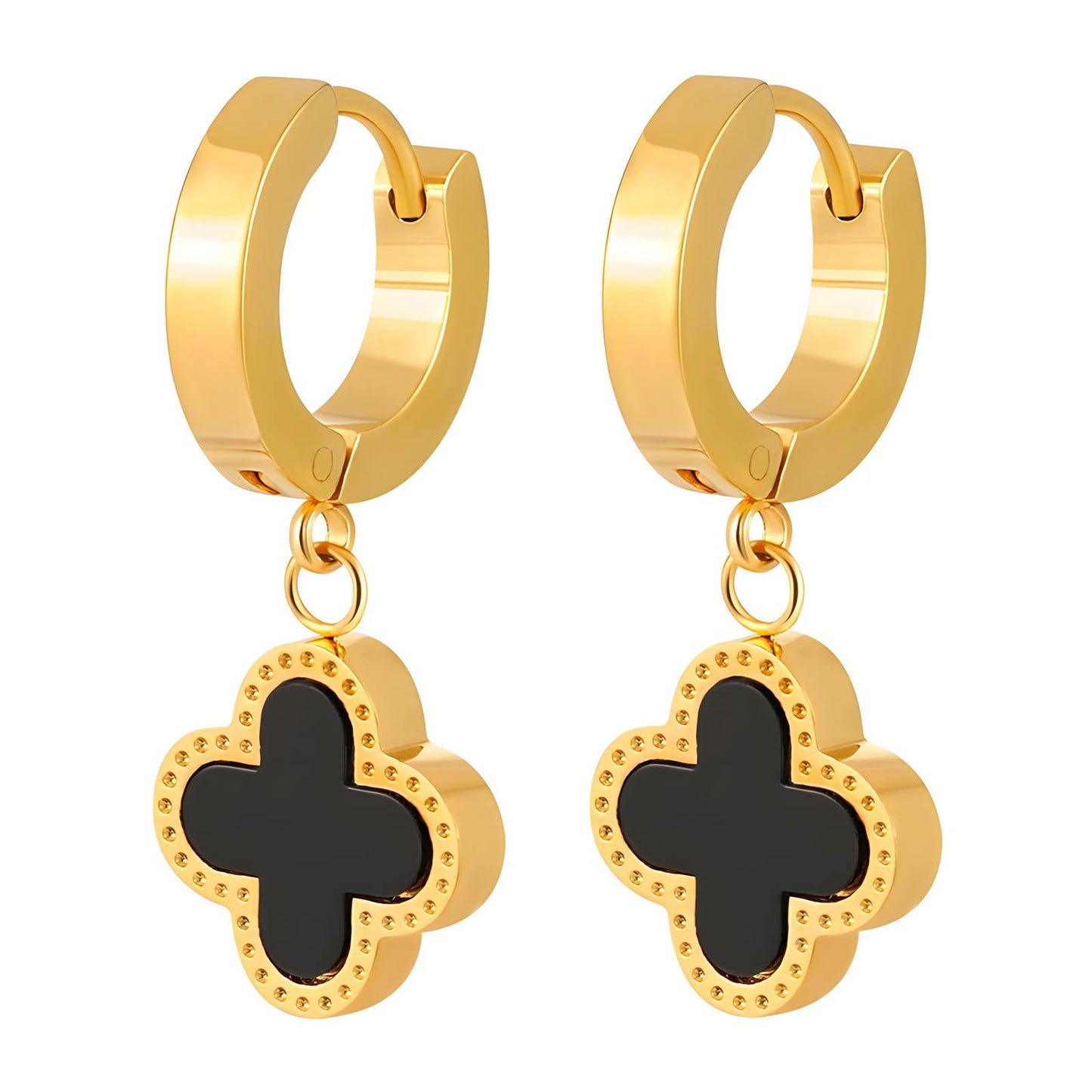 Huggie Hoop Four-leaf clover earrings